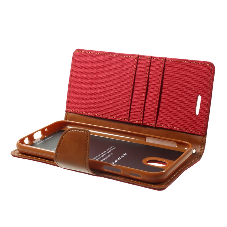 MERCURY GOOSPERY Canvas Diary Leather Wallet Case for Samsung Galaxy J7 Pro - Red-5