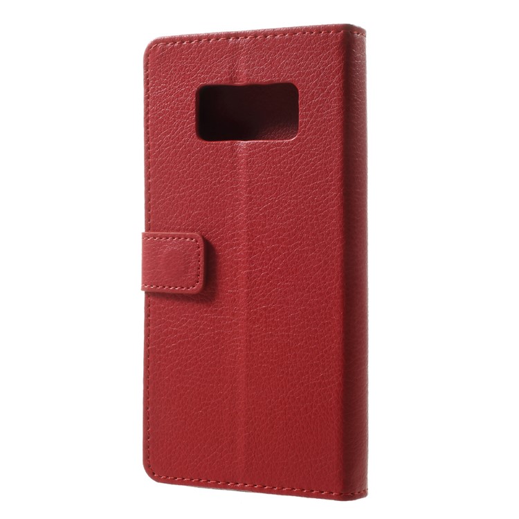 Litchi Grain PU Leather Wallet Stand Flip Casing for Samsung S8 Active - Red-2