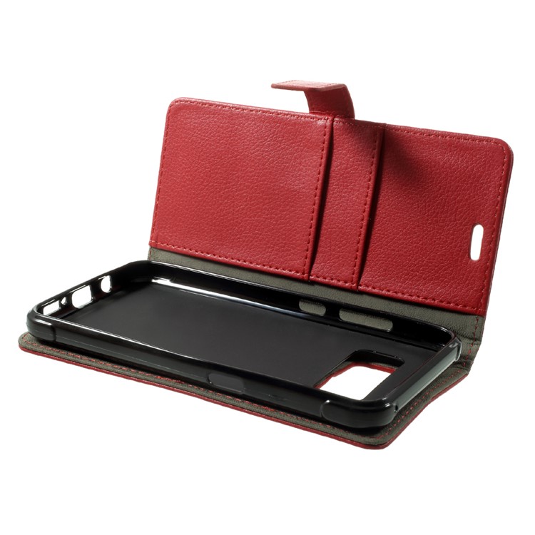 Litchi Grain PU Leather Wallet Stand Flip Casing for Samsung S8 Active - Red-5