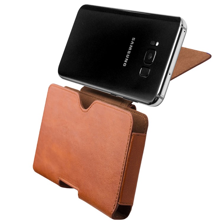 QIALINO Custodia in pelle per cuoio genuino per Samsung Galaxy S8 Plus, mole: 16 x 9 x 1.4cm - Marrone-2