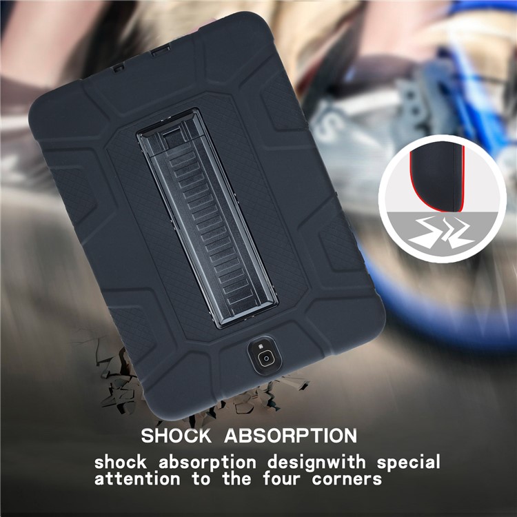 Shock Absorption PC + TPU Hybrid Kickstand Case for Samsung Galaxy Tab S3 9.7 - Black-10