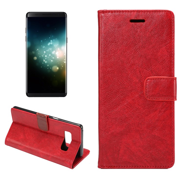 

Crazy Horse Wallet PU Leather Cover with Stand for Samsung Galaxy Note 8 - Red