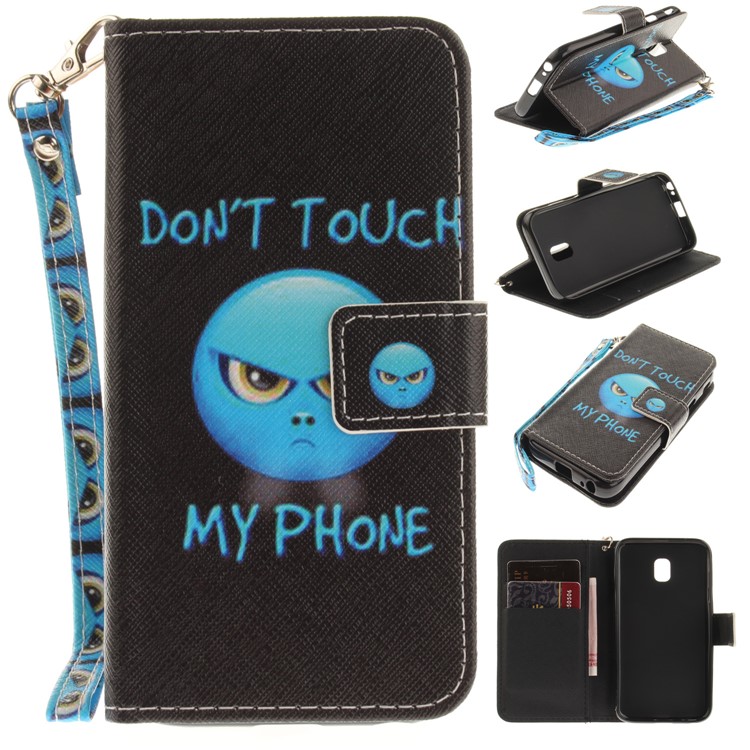

Patterned Wallet Leather Stand Case Cover with Strap for Samsung Galaxy J3 (2017) EU Version - Do Not Touch My Phone