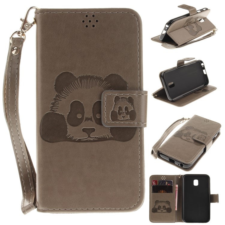 

Imprinted Panda Leather Stand Shell with Strap for Samsung Galaxy J3 (2017) J330 EU Version - Grey, Galaxy J3 (2017)
