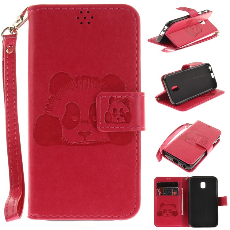 

Imprinted Panda Multi Card Slots Leather Stand Case with Strap for Samsung Galaxy J3 (2017) J330 EU Version - Rose