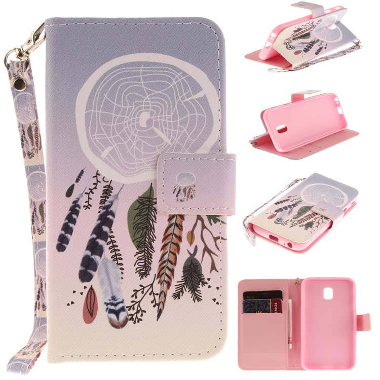 

Patterned Wallet Leather Stand Phone Cover with Strap for Samsung Galaxy J3 (2017) J330 EU Version - Dream Catcher