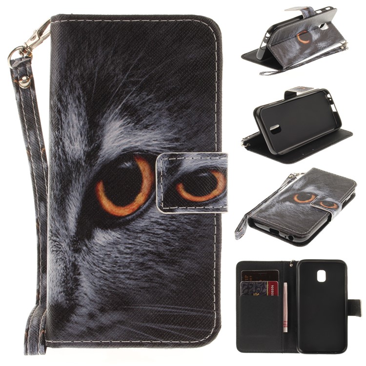 

Patterned Wallet Leather Phone Case with Stand for Samsung Galaxy J3 (2017) J330 EU Version - Cat Pattern