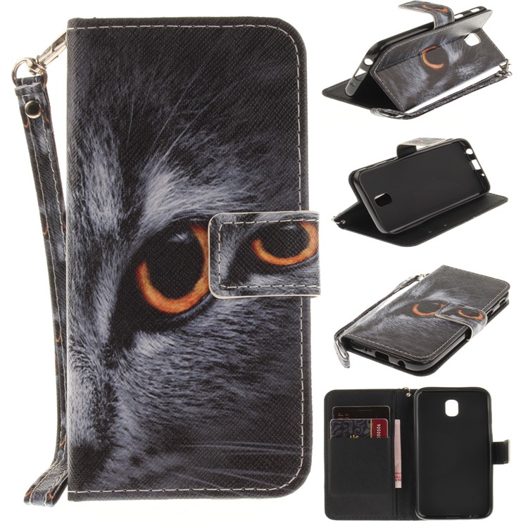 Patterned Leather Wallet Stand Mobile Case for Samsung Galaxy J5 (2017) EU / Asia Version - Cat Pattern-1