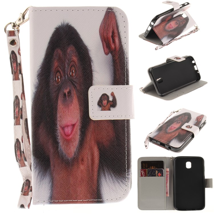 

Pattern Printing Leather Wallet Case Accessory for Samsung Galaxy J5 (2017) EU / Asia Version - Monkey Pattern