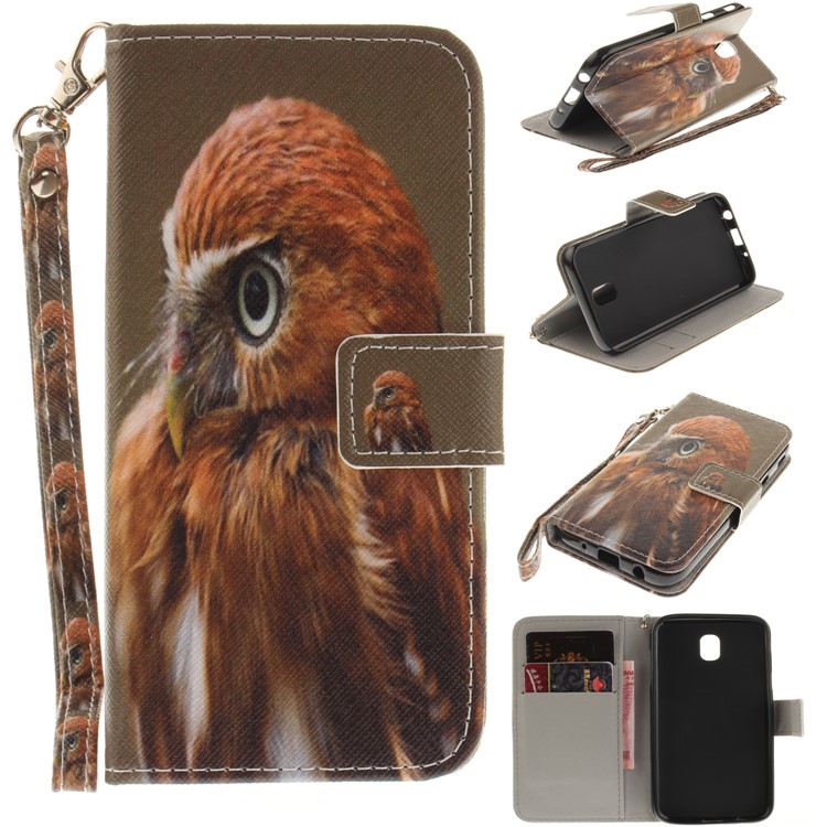 

Pattern Printing Wallet Leather Stand Phone Cover with Strap for Samsung Galaxy J5 (2017) EU / Asia Version - Owl Pattern