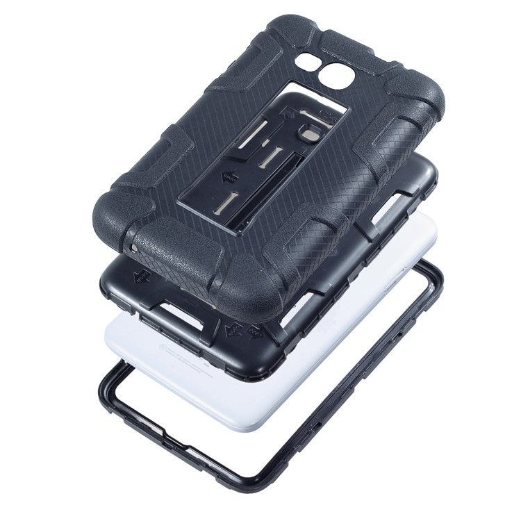 Shock Absorption PC + TPU Hybrid Kickstand Case for Samsung Galaxy Tab 3 7.0 Lite T110 T111 - Black-10