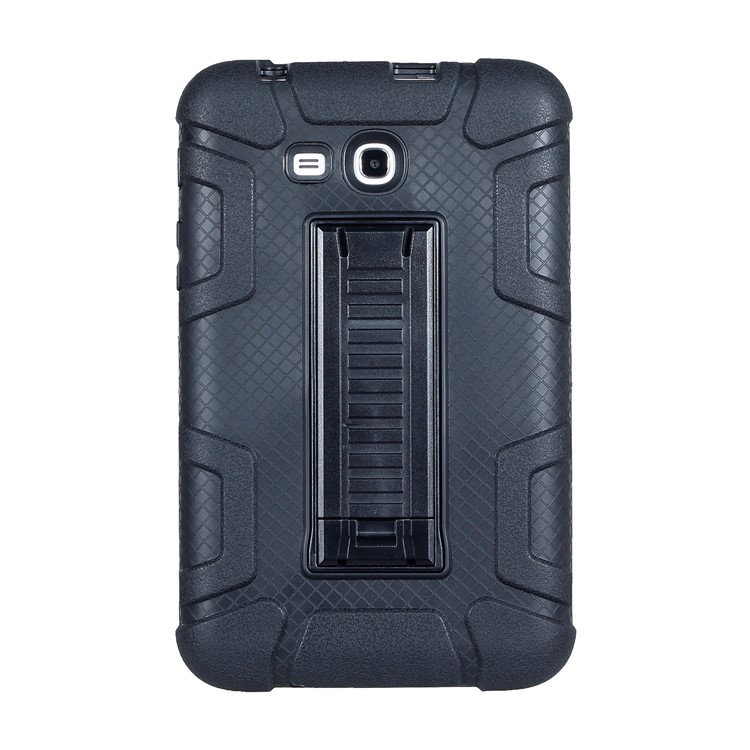 Shock Absorption PC + TPU Hybrid Kickstand Case for Samsung Galaxy Tab 3 7.0 Lite T110 T111 - Black-2