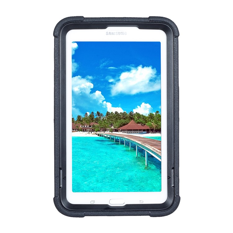 Shock Absorption PC + TPU Hybrid Kickstand Case for Samsung Galaxy Tab 3 7.0 Lite T110 T111 - Black-3