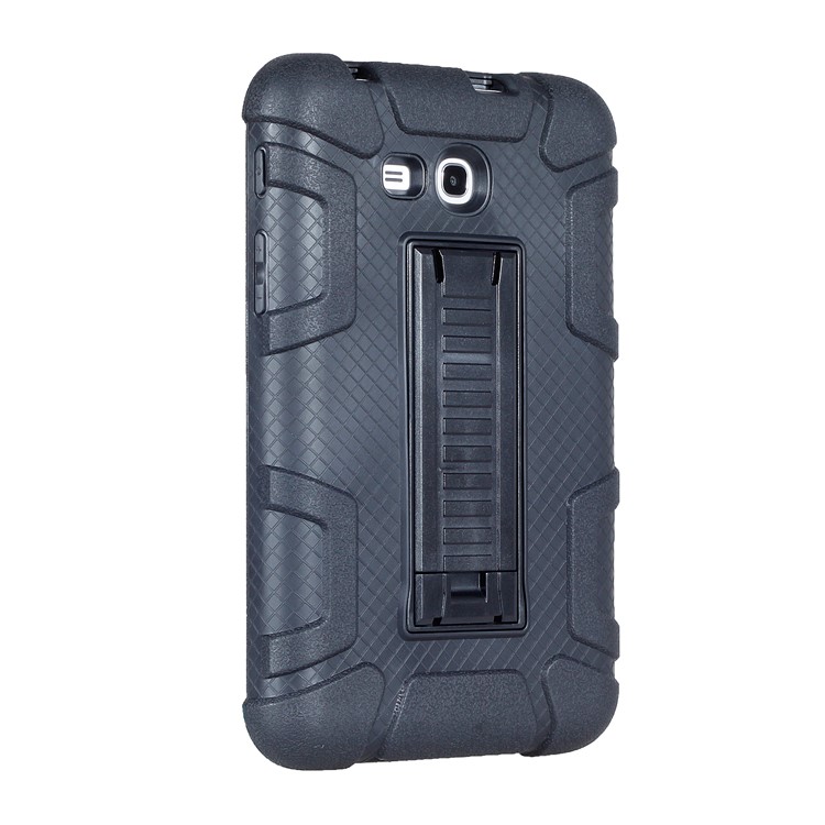 Shock Absorption PC + TPU Hybrid Kickstand Case for Samsung Galaxy Tab 3 7.0 Lite T110 T111 - Black-4