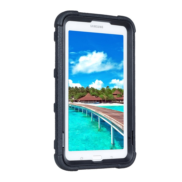 Shock Absorption PC + TPU Hybrid Kickstand Case for Samsung Galaxy Tab 3 7.0 Lite T110 T111 - Black-5
