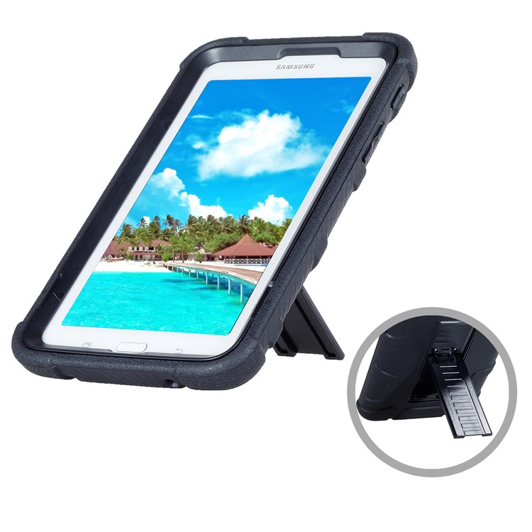Shock Absorption PC + TPU Hybrid Kickstand Case for Samsung Galaxy Tab 3 7.0 Lite T110 T111 - Black-7