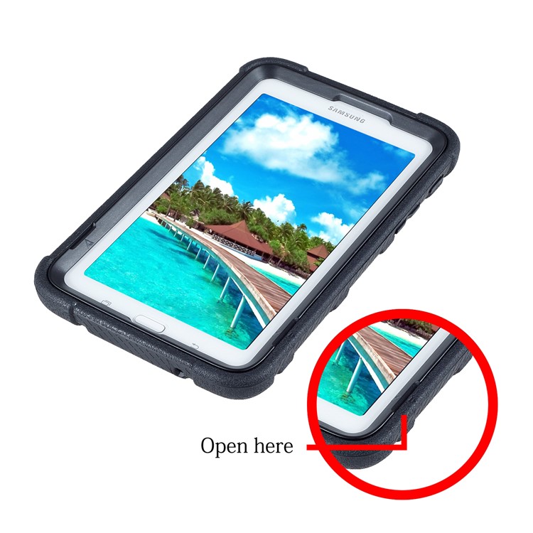 Shock Absorption PC + TPU Hybrid Kickstand Case for Samsung Galaxy Tab 3 7.0 Lite T110 T111 - Black-8