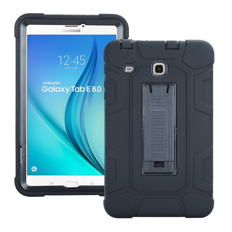 Detachable 2-in-1 Shock Proof Anti-dust Protective TPU + PC Kickstand Cover for Samsung Galaxy Tab E 8.0 T375 - Black-1