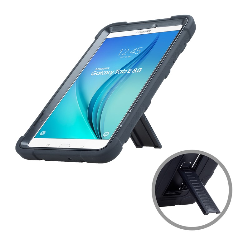 Detachable 2-in-1 Shock Proof Anti-dust Protective TPU + PC Kickstand Cover for Samsung Galaxy Tab E 8.0 T375 - Black-8