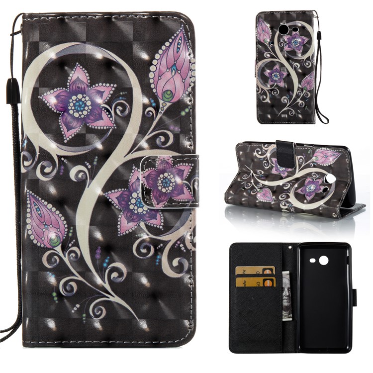 3D Butterfly Series Leather Stand Protective Phone Shell for Samsung Galaxy J7 (2017) US Version - Purple Flowers-1