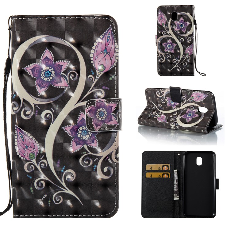 

Pattern Printing Light Spot Decor Leather Stand Protective Mobile Phone Shell for Samsung Galaxy J5 (2017) EU Version - Purple Flowers