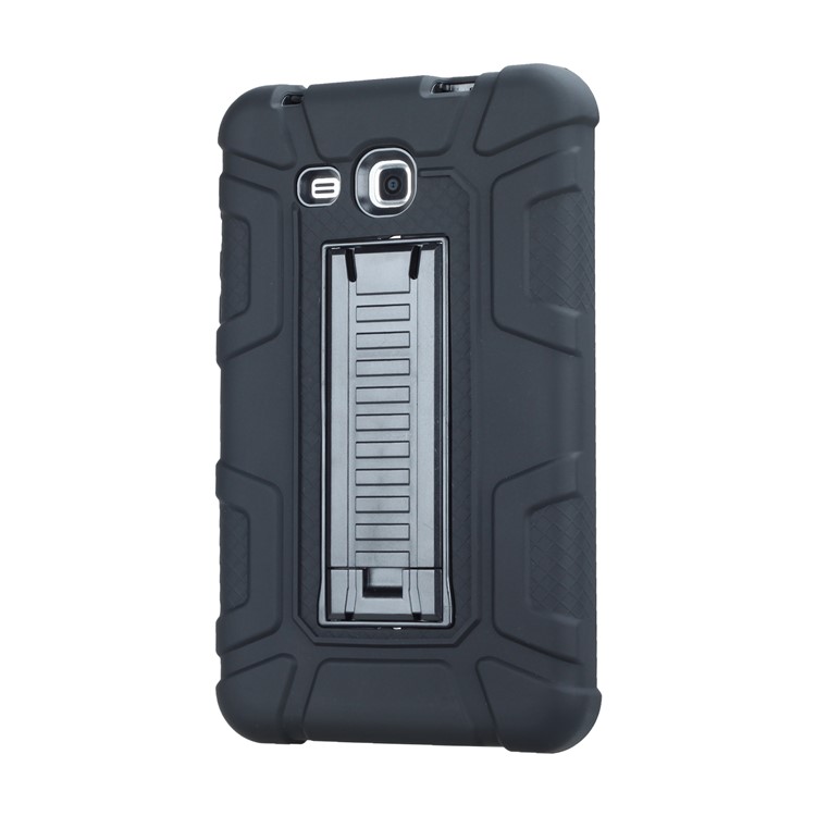 Shock Absorption PC + TPU Hybrid Kickstand Case for Samsung Galaxy Tab A 7.0 T280 T285 - All Black-4