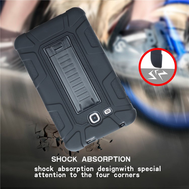 Shock Absorption PC + TPU Hybrid Kickstand Case for Samsung Galaxy Tab A 7.0 T280 T285 - All Black-9