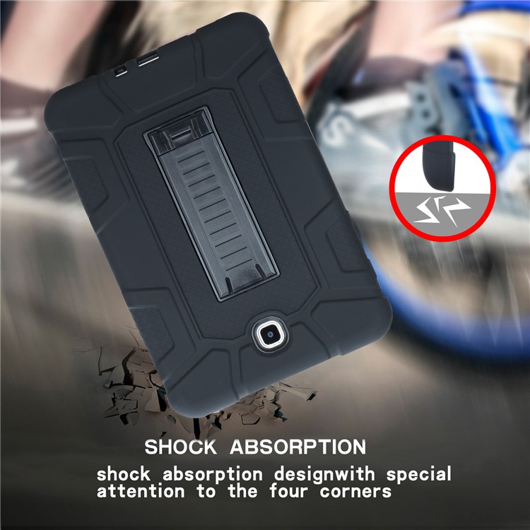 Shock Absorption Kickstand PC + TPU Hybrid Case for Samsung Galaxy Tab A 8.0 T350 T351 - All Black-10