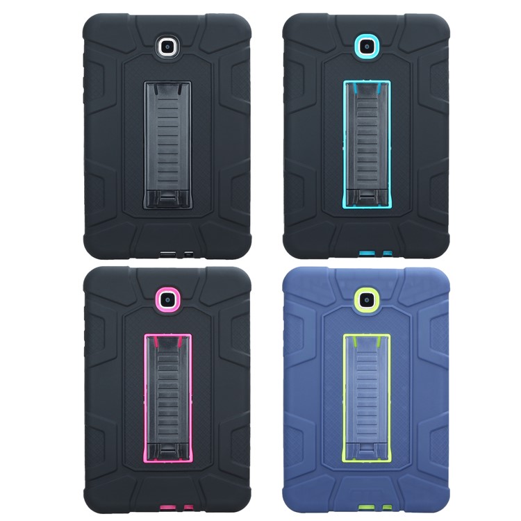 Shock Absorption Kickstand PC + TPU Hybrid Case for Samsung Galaxy Tab A 8.0 T350 T351 - All Black-11