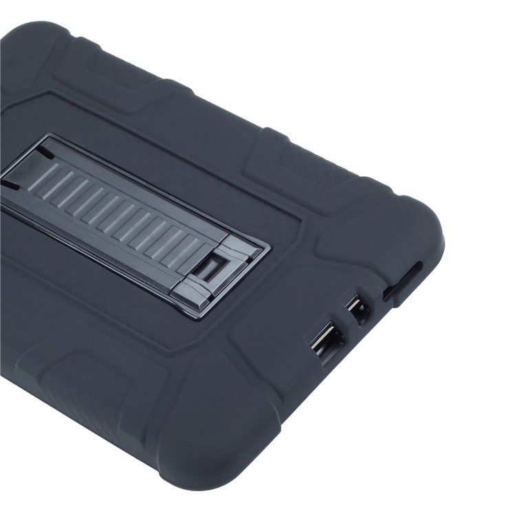Shock Absorption Kickstand PC + TPU Hybrid Case for Samsung Galaxy Tab A 8.0 T350 T351 - All Black-6