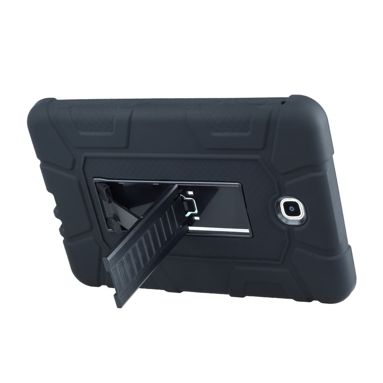 Shock Absorption Kickstand PC + TPU Hybrid Case for Samsung Galaxy Tab A 8.0 T350 T351 - All Black-7