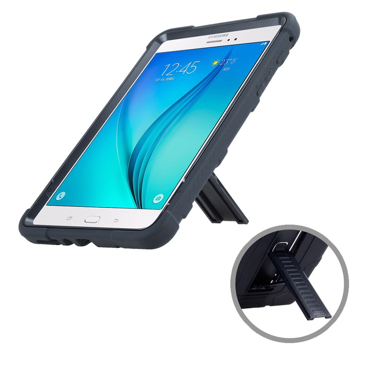 Shock Absorption Kickstand PC + TPU Hybrid Case for Samsung Galaxy Tab A 8.0 T350 T351 - All Black-8