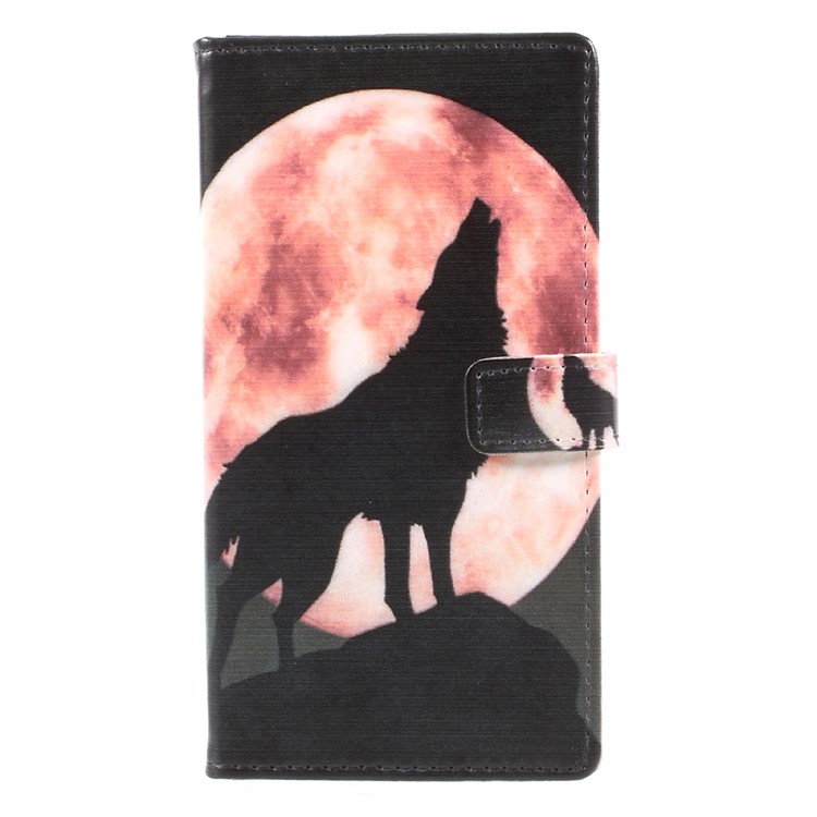 Pattern Printing Wallet Leather Case for Samsung Galaxy J5 (2017) EU Version - Wolf Howling at the Moon-3