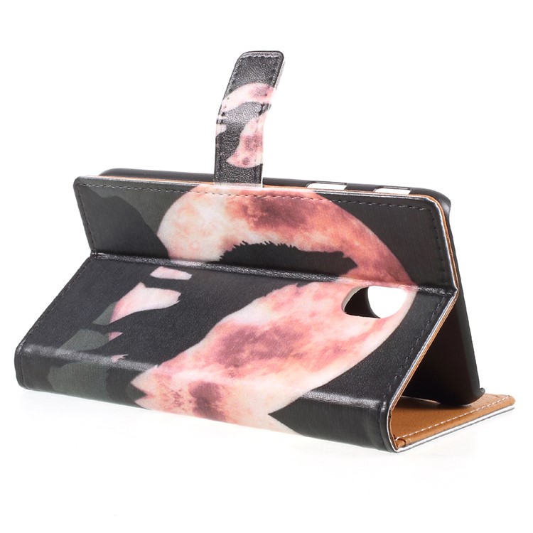 Pattern Printing Wallet Leather Case for Samsung Galaxy J5 (2017) EU Version - Wolf Howling at the Moon-5