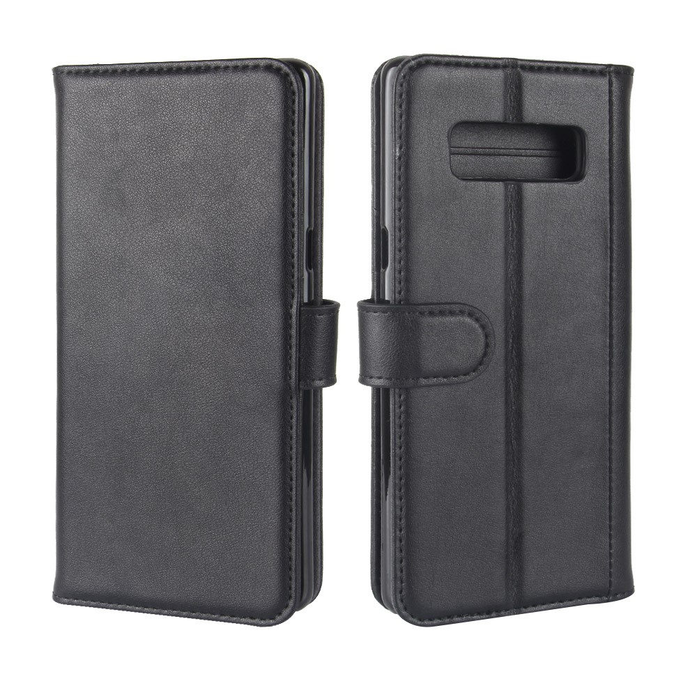 For Samsung Galaxy Note 8 Split Flip Leather Folio Flip Wallet Foldable Stand Cover Case - Black