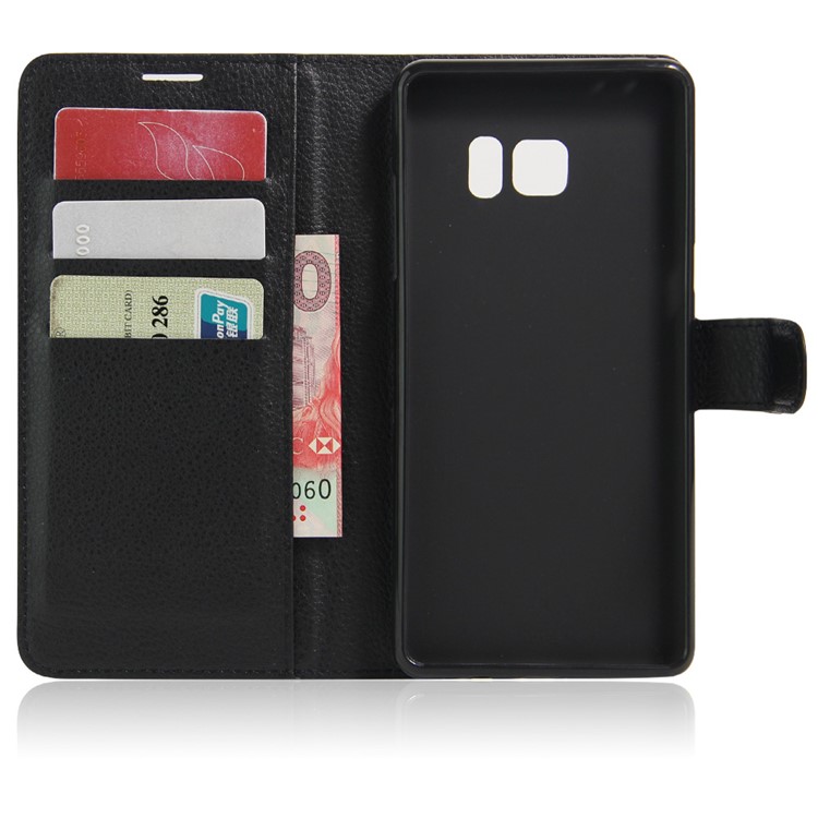 Litchi Texture PU Leather Wallet Stand Mobile Phone Case for Samsung Galaxy Note FE - Black-4