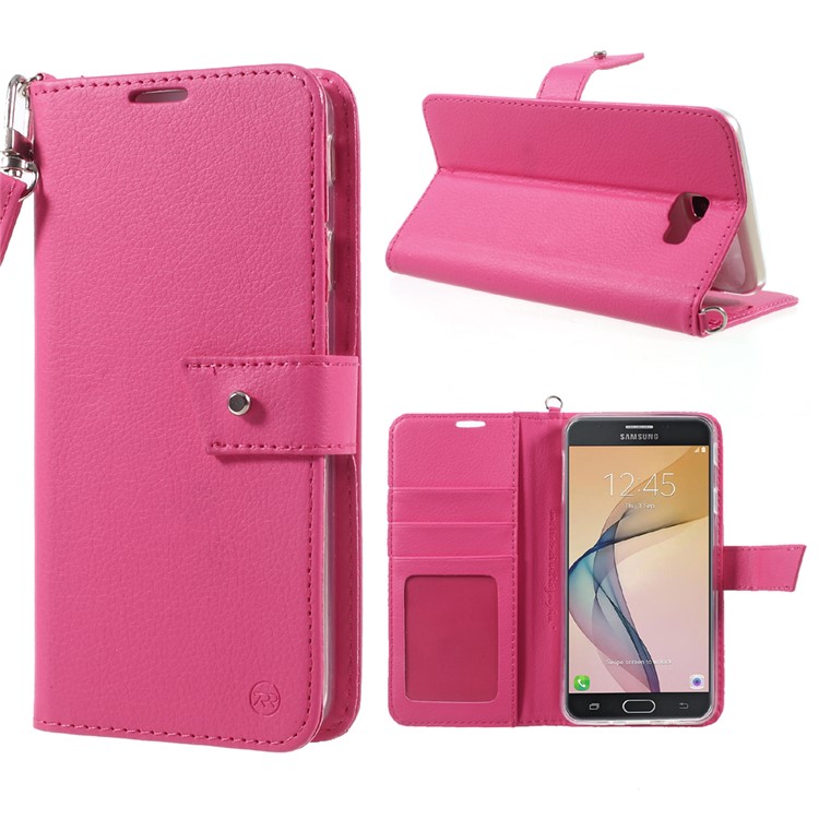 ROAR KOREA Daily In Wallet Stand Leather Phone Case for Samsung Galaxy J7 Prime - Rose-1