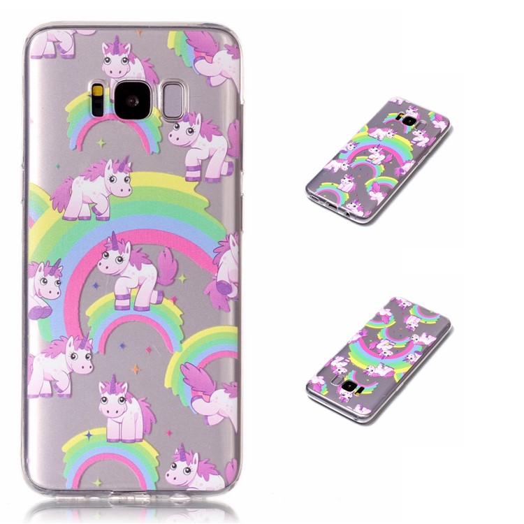 

Embossment Pattern Soft TPU Phone Back Case for Samsung Galaxy S8+ SM-G955 - Rainbow and Unicorns