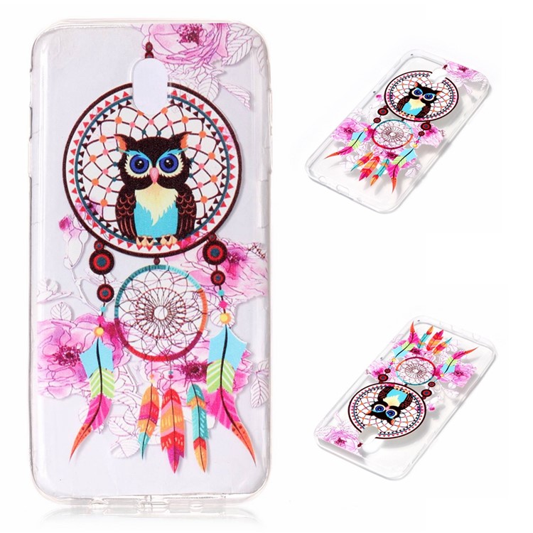 Embossment Pattern Soft TPU Phone Back Case for Samsung Galaxy J7 (2017) EU Version - Owl and Dreamcatcher-1