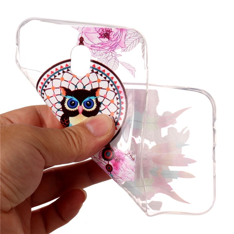 Embossment Pattern Soft TPU Phone Back Case for Samsung Galaxy J7 (2017) EU Version - Owl and Dreamcatcher-5
