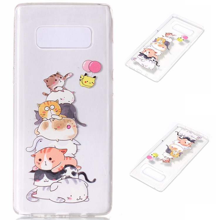 

Embossing Pattern Ultra Thin Soft TPU Mobile Phone Case for Samsung Galaxy Note 8 - Cats