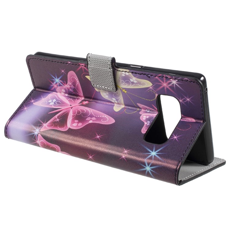 For Samsung Galaxy Note 8 Wallet PU Leather Stand Case - Purple Butterfly-5