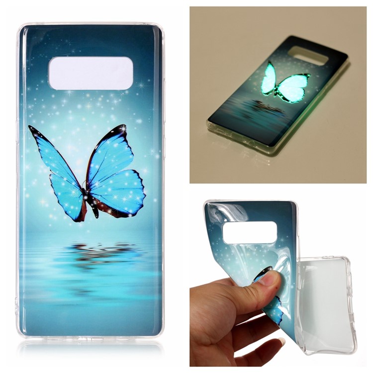 

IMD Luminous TPU Protection Phone Case Accessory for Samsung Galaxy Note 8 - Shining Blue Butterfly