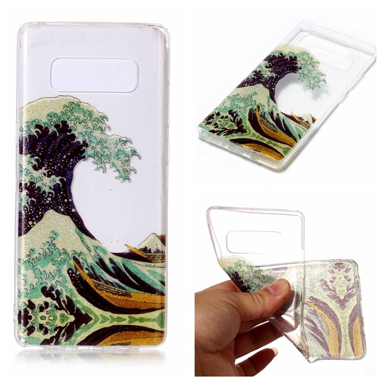 

For Samsung Galaxy Note 8 IMD Glittery Powder Soft TPU Mobile Back Case - Sea Wave