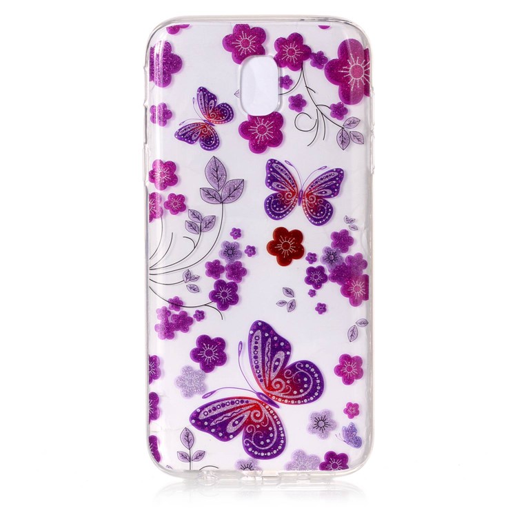 IMD Glittery Powder Soft TPU Phone Back Case for Samsung Galaxy J3 (2017) EU Version - Flowers and Butterflies-2