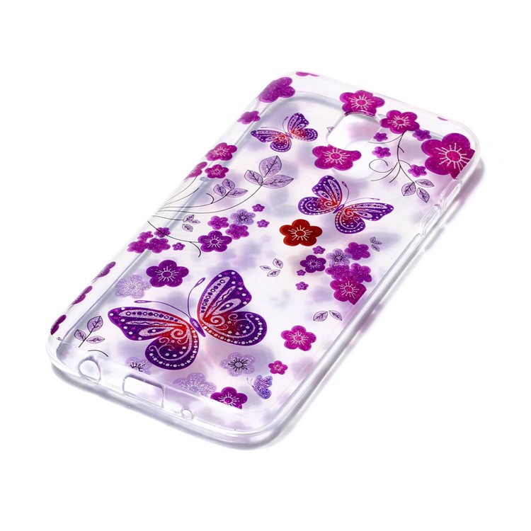 IMD Glittery Powder Soft TPU Phone Back Case for Samsung Galaxy J3 (2017) EU Version - Flowers and Butterflies-3