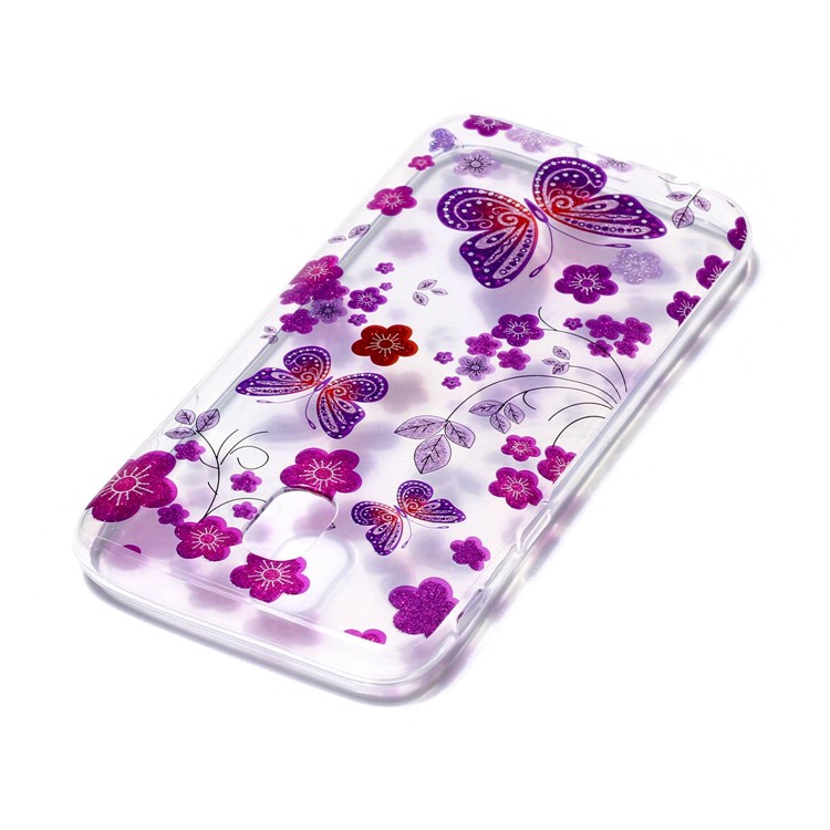 IMD Glittery Powder Soft TPU Phone Back Case for Samsung Galaxy J3 (2017) EU Version - Flowers and Butterflies-4