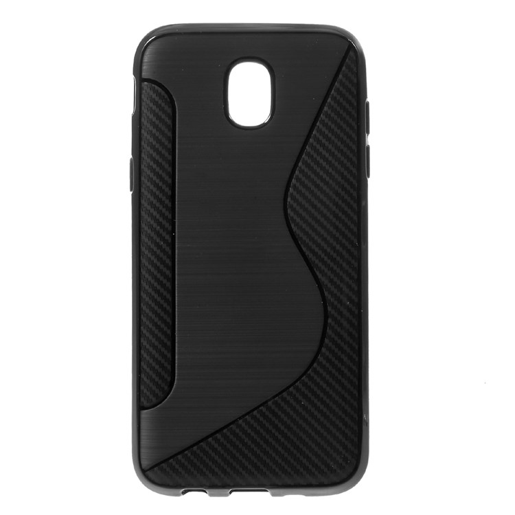 S Shape Carbon Fiber Brushed TPU Case for Samsung Galaxy J5 (2017) EU/Asia Version - Black-2