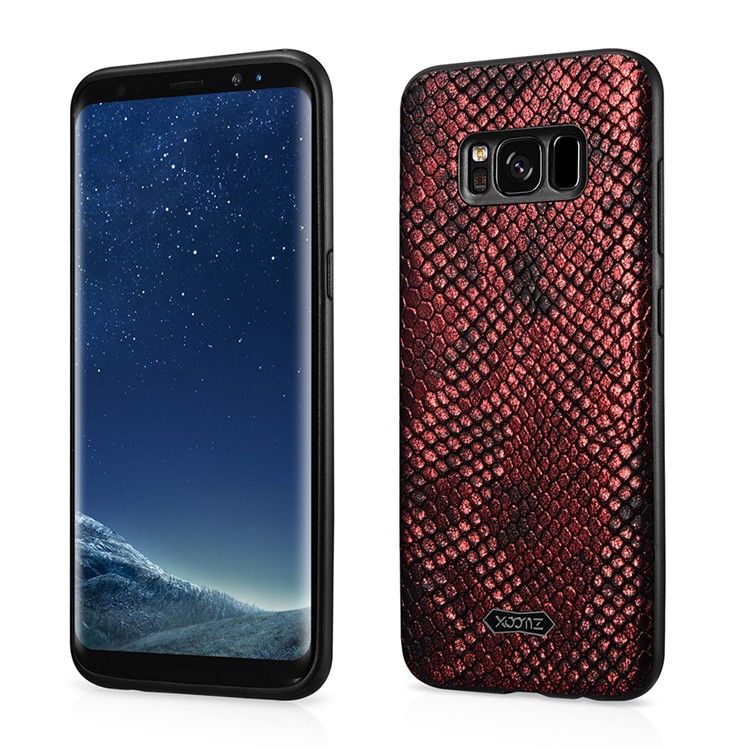 XOOMZ Snake Texture PU Leather Coated TPU Mobile Case for Samsung Galaxy S8 G950 - Red-1