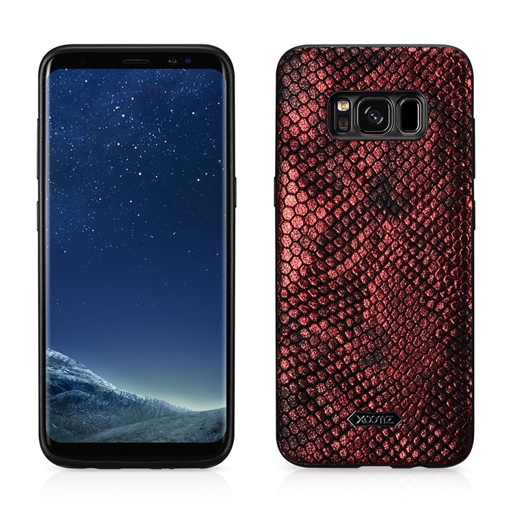 XOOMZ Snake Texture PU Leather Coated TPU Mobile Case for Samsung Galaxy S8 G950 - Red-2